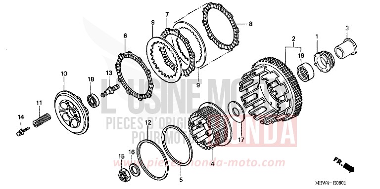 CLUTCH (CBR600F4/FS/FR) for CBR600F VR Special PEARL FLASH YELLOW (Y163B) from 2002